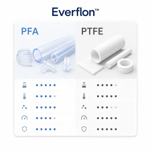 PFA vs. PTFE: ¿Qué fluoropolímero es el adecuado para su aplicación industrial?
